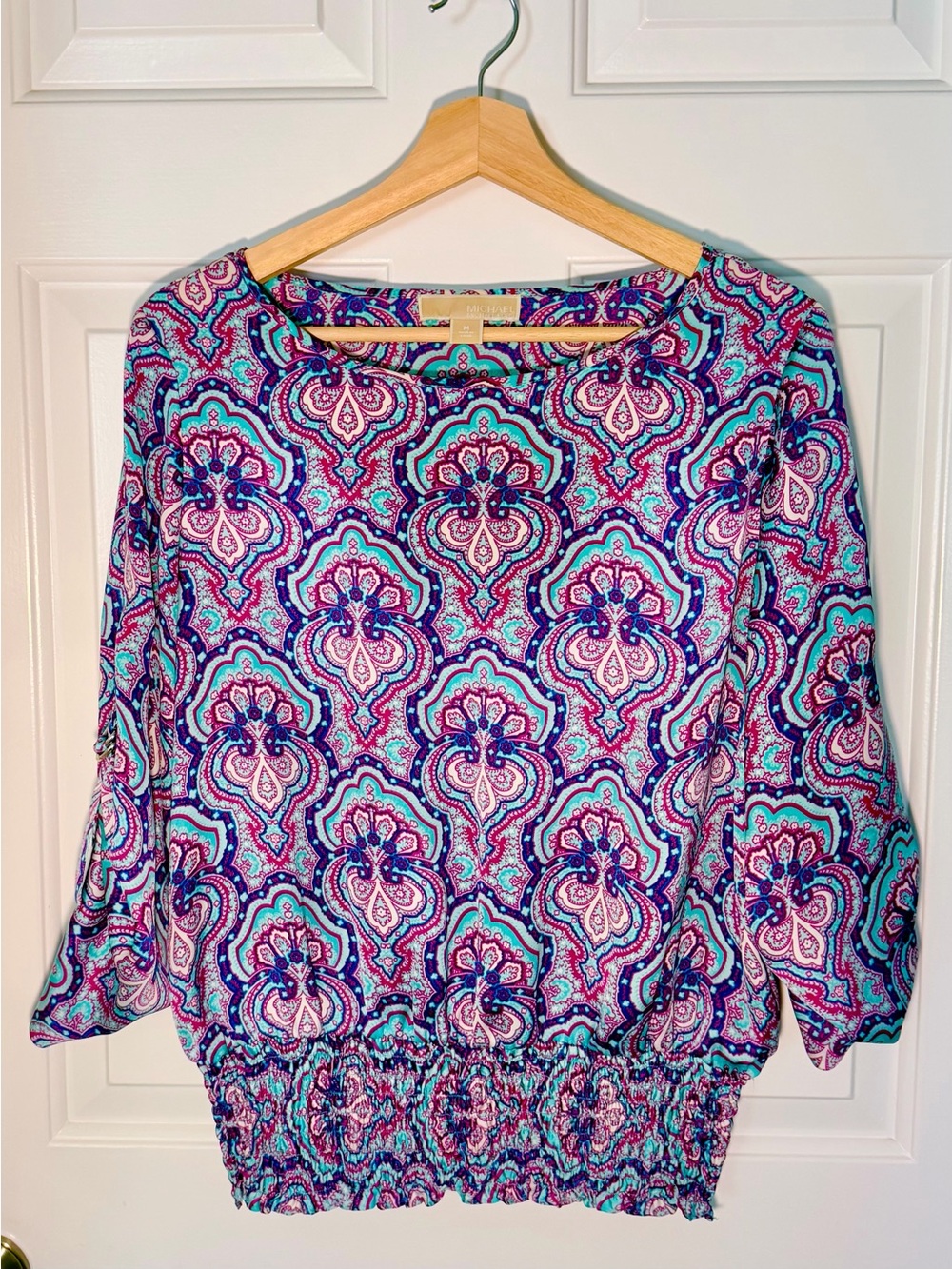 MICHAEL Michael Kors Blue Multi Paisley Smocked-Hem Tunic